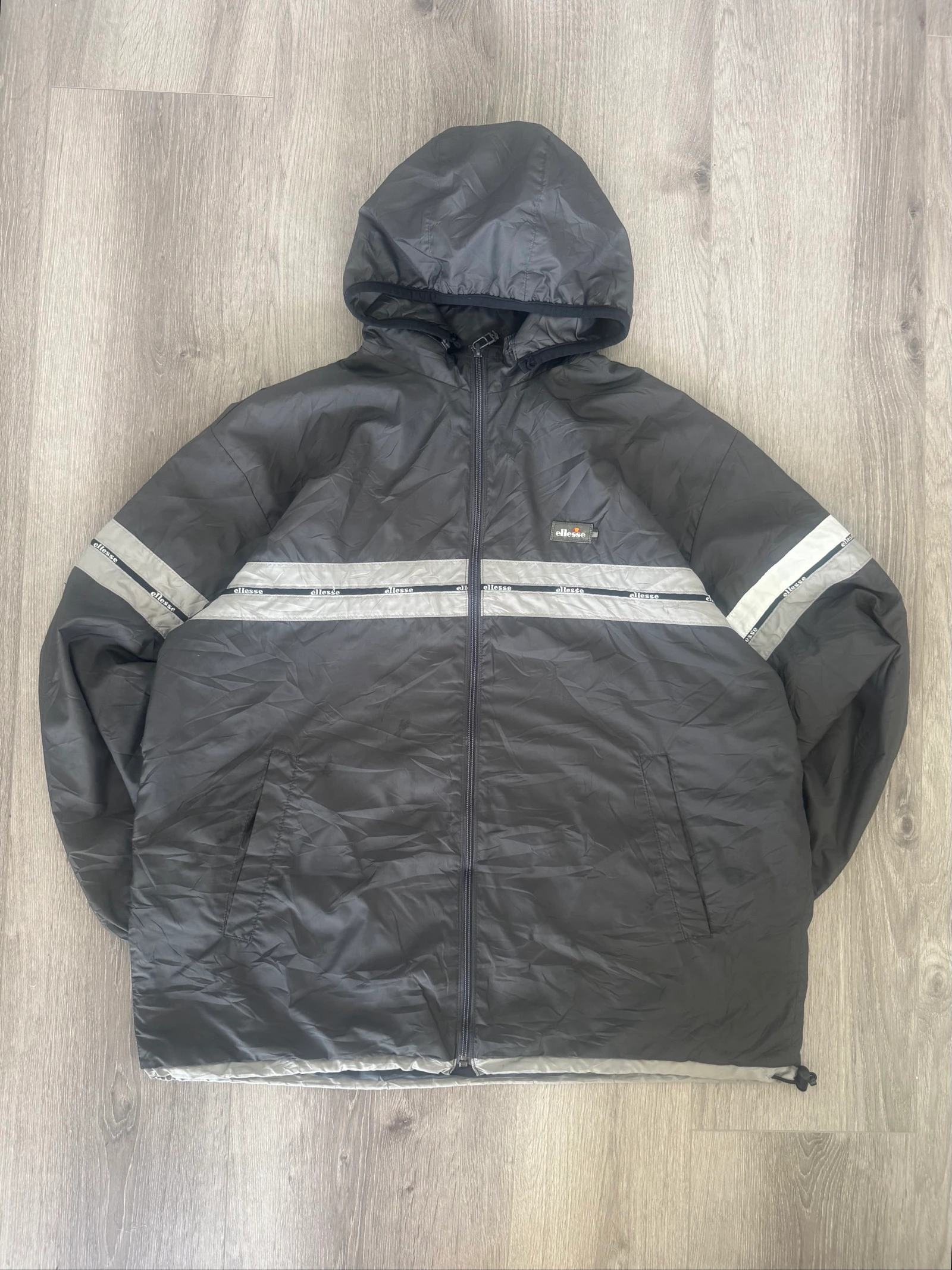 Ellesse Pufferjas met capuchon zwart reflecterend vintage Y2K streetwear M – photo 5
